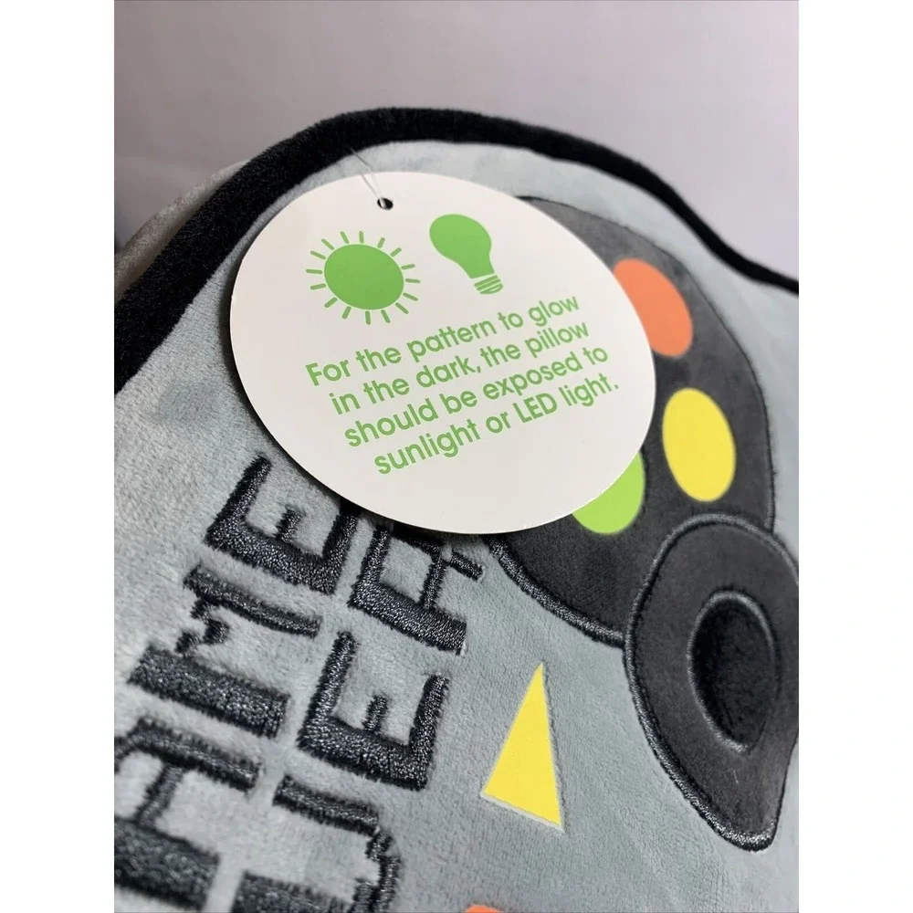 Video Game Controller Plush Pillow Kids Grey New Glow In‎ The Dark